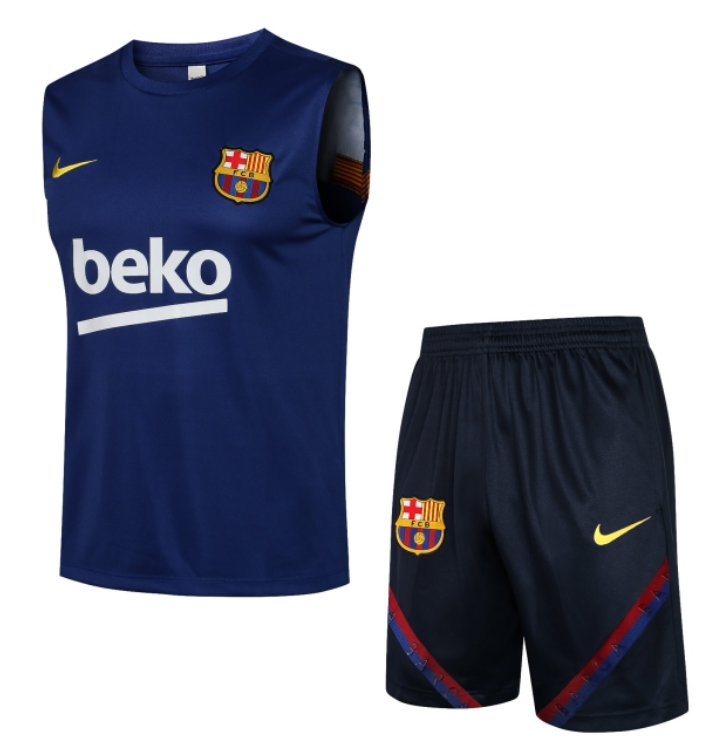 2021/22 Barcelona Blue Training Vest Kits Soccer Shirt with Shorts